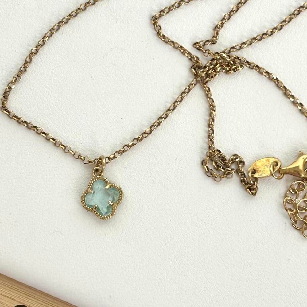 Sterling Silver Mia Fiore Italy Diyadema Blue Topaz 4 Leaf Clover Necklace